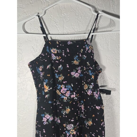 Girls Tank Black Floral Dress Linen Blend - Art Class L 10/12 - Picture 3 of 5